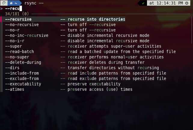 fuzzy search of autocompleted command arguments